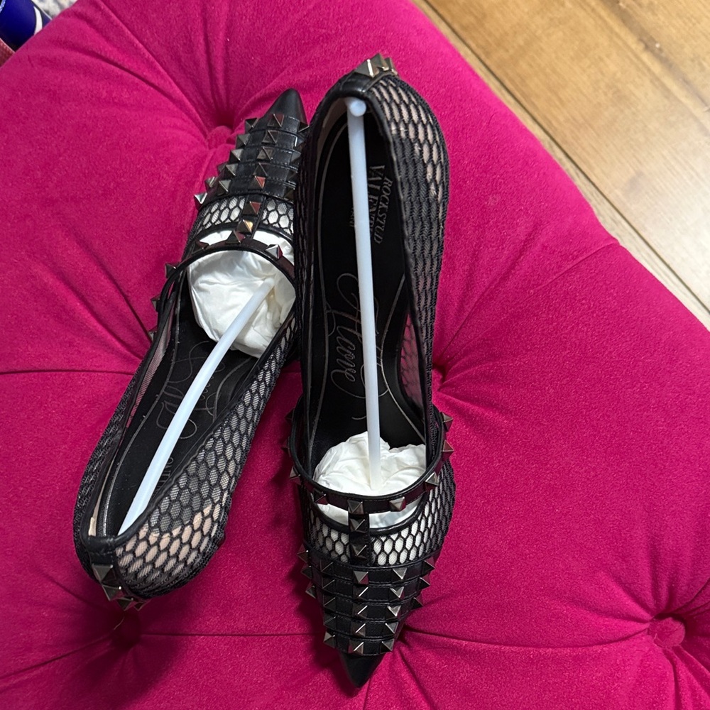 Valentino Garavani Black Mesh Studded Heels
